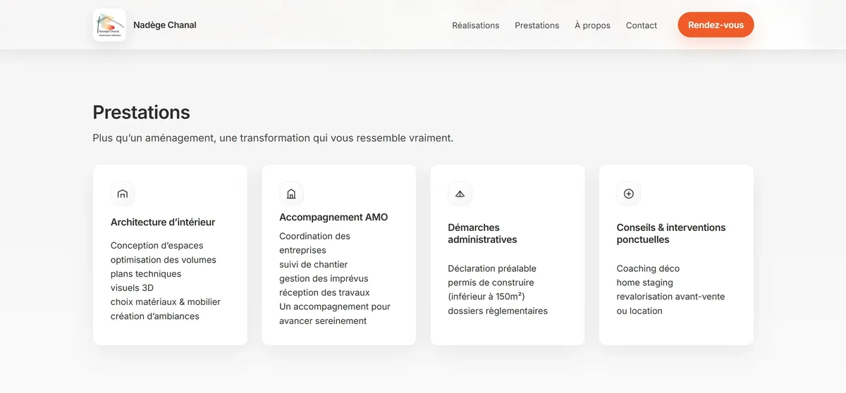 Nadège Chanal — Page prestations