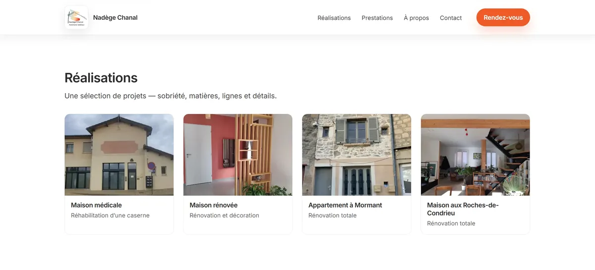 Page réalisations - Nadège Chanal